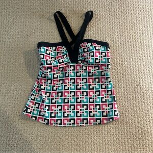 Sonoma Geometric Swim Top - Black, Pink,‎ Teal